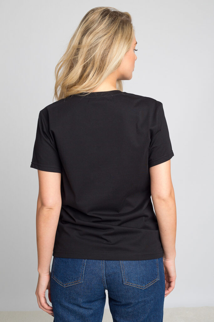 NAUJAS Merserizuotos medvilnės marškinėliai Amure, juodos spalvos2