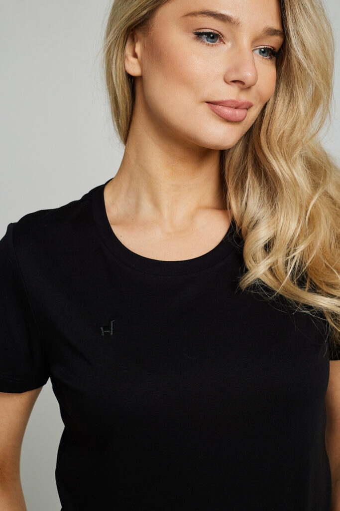 Merserizuotos medvilnės marškinėliai Melissa, juodos spalvos3