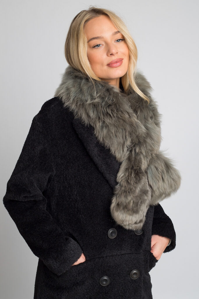 NAUJAS Alpakos kailio šalikas Issa, pilkos spalvos