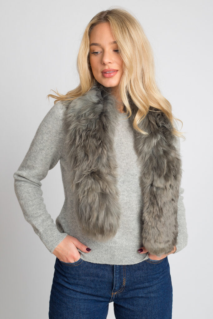 NAUJAS Alpakos kailio šalikas Issa, pilkos spalvos2