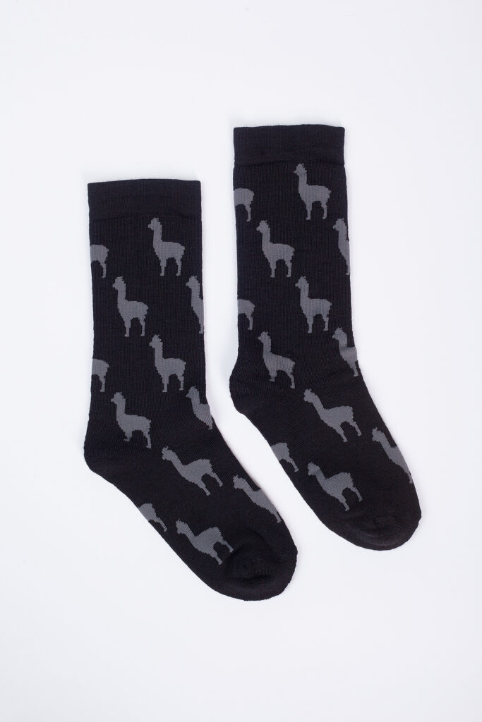 Kojinės su alpakomis, juodos spalvos