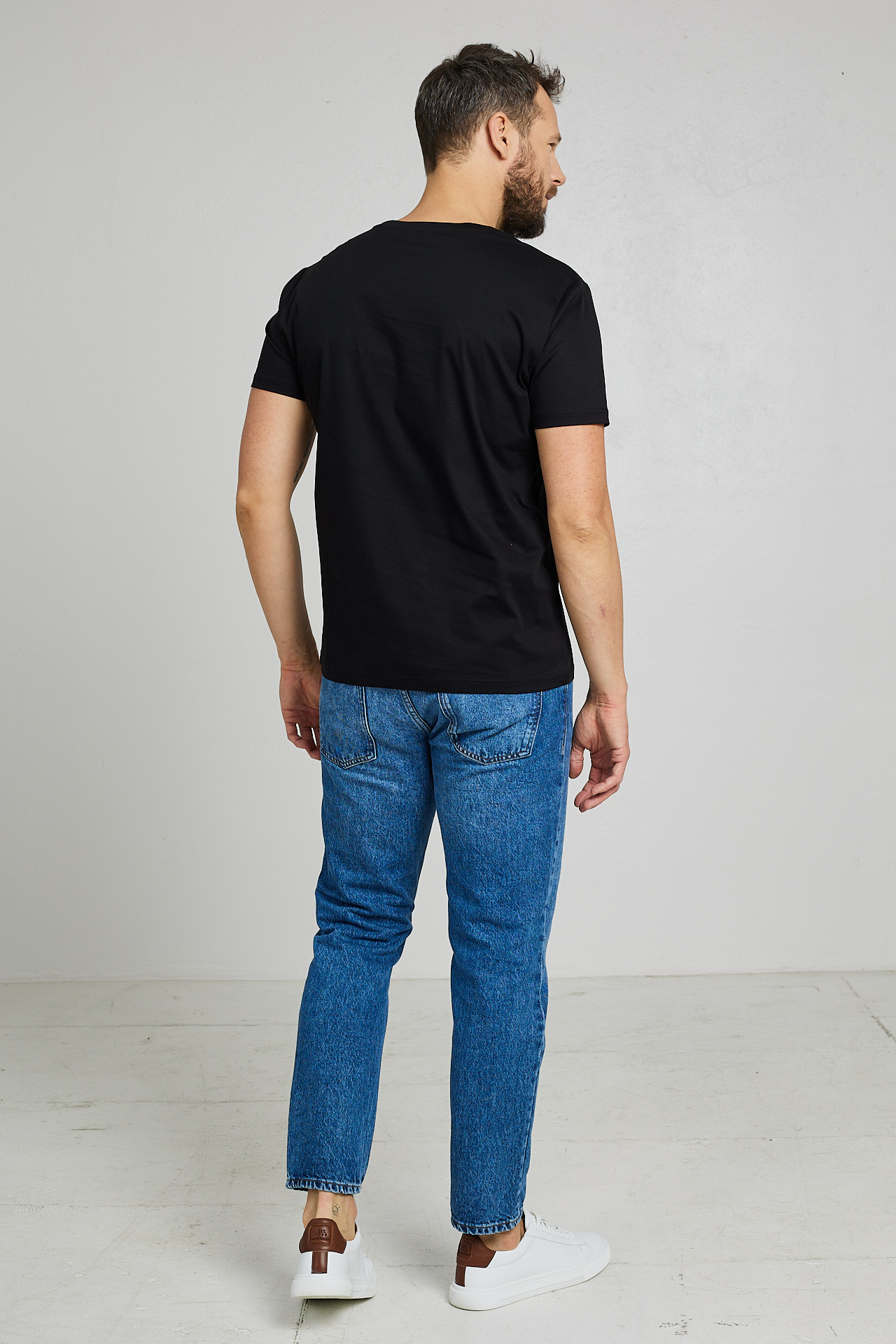 N Merserizuotos medvilnės marškinėliai Nicolas, juodos spalvos2