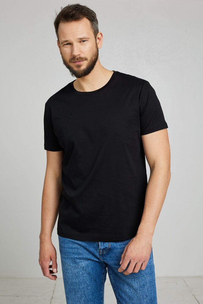 N Merserizuotos medvilnės marškinėliai Nicolas, juodos spalvos3