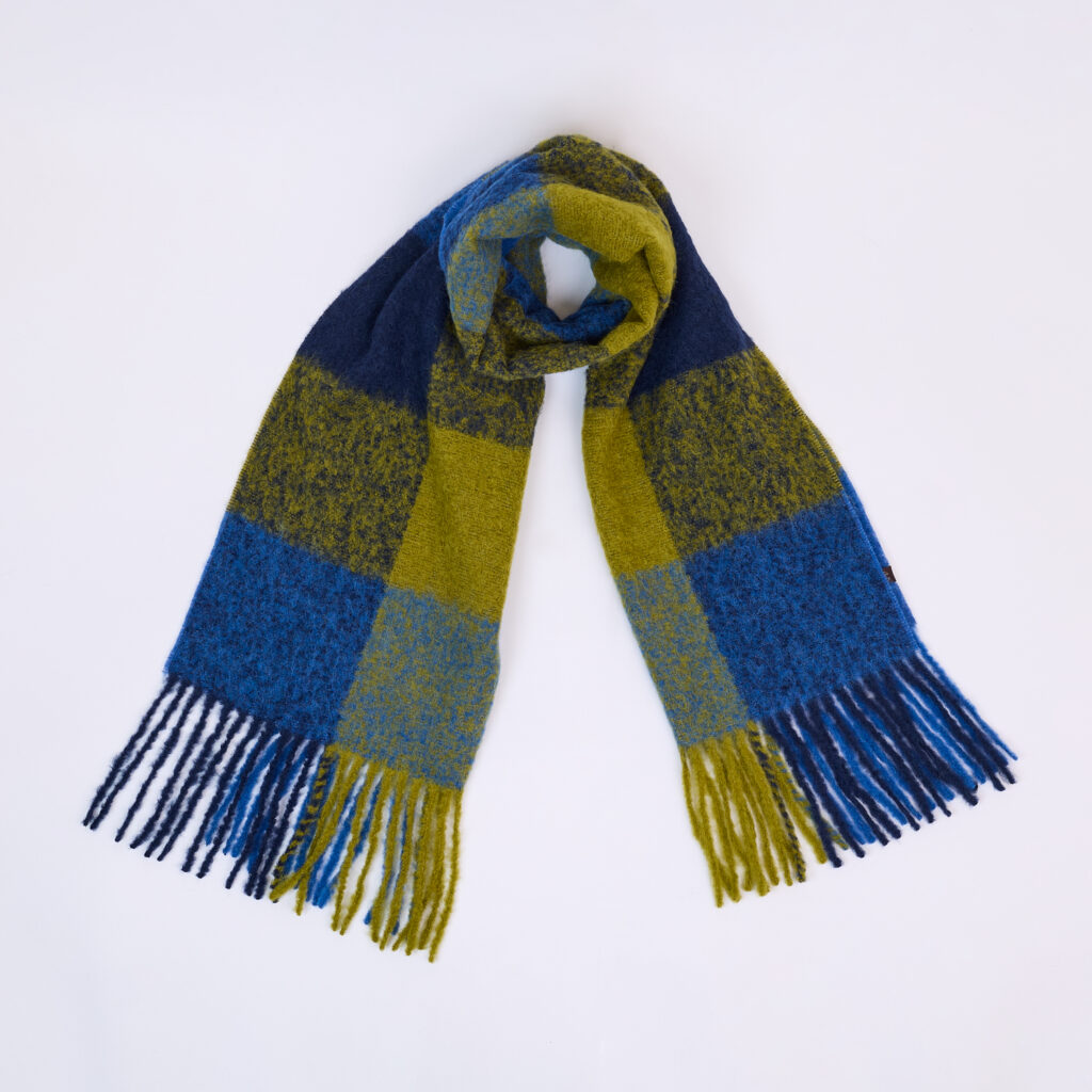 Mėlynos-salotinės spalvos languotas šalikas6