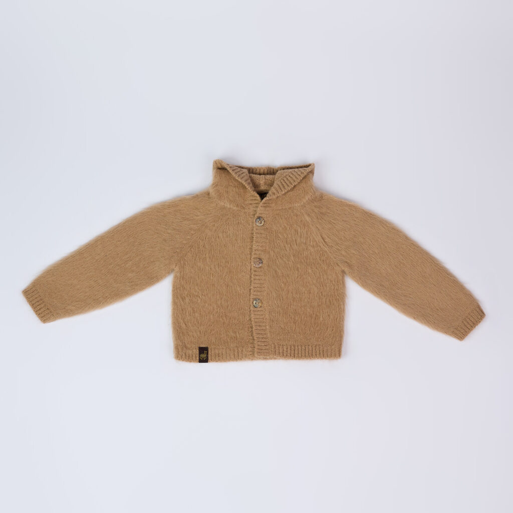 Ilgo plauko kardiganas su kapišonu, smėlio spalvos (5)