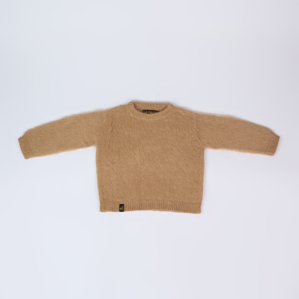 Ilgo plauko megztinis, smėlio spalvos (4)