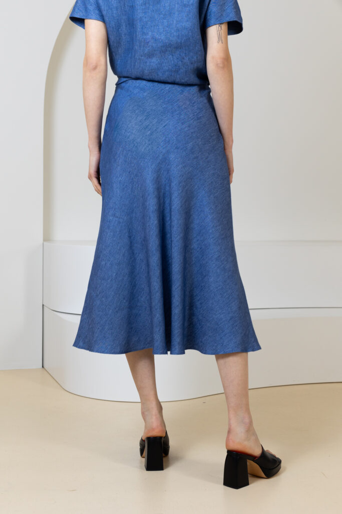 Midi sijonas Solis, džinso spalvos