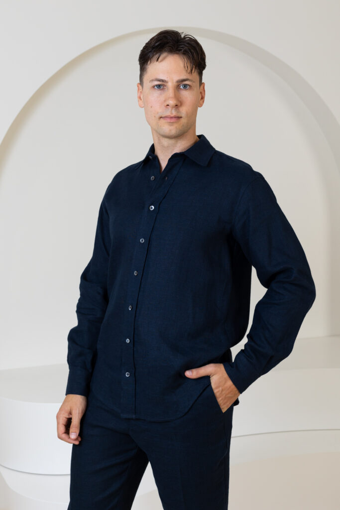 Klasikiniai marškiniai Lopez, tamsiai mėlynos spalvos (2)